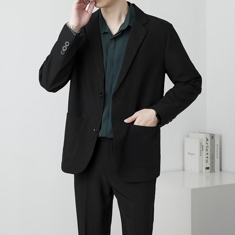 Summer Drapey Black Blazer For Men