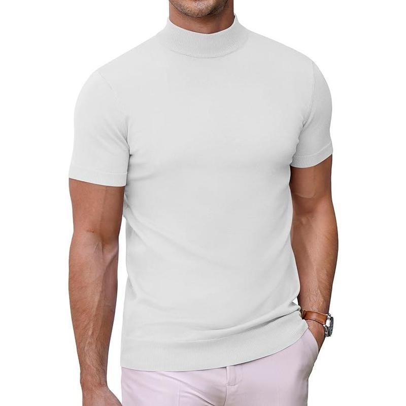 Men's Solid-color Turtleneck Short-sleeve Sweater
