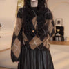 Stylish French-style Diamond-patterned Sweater For Women