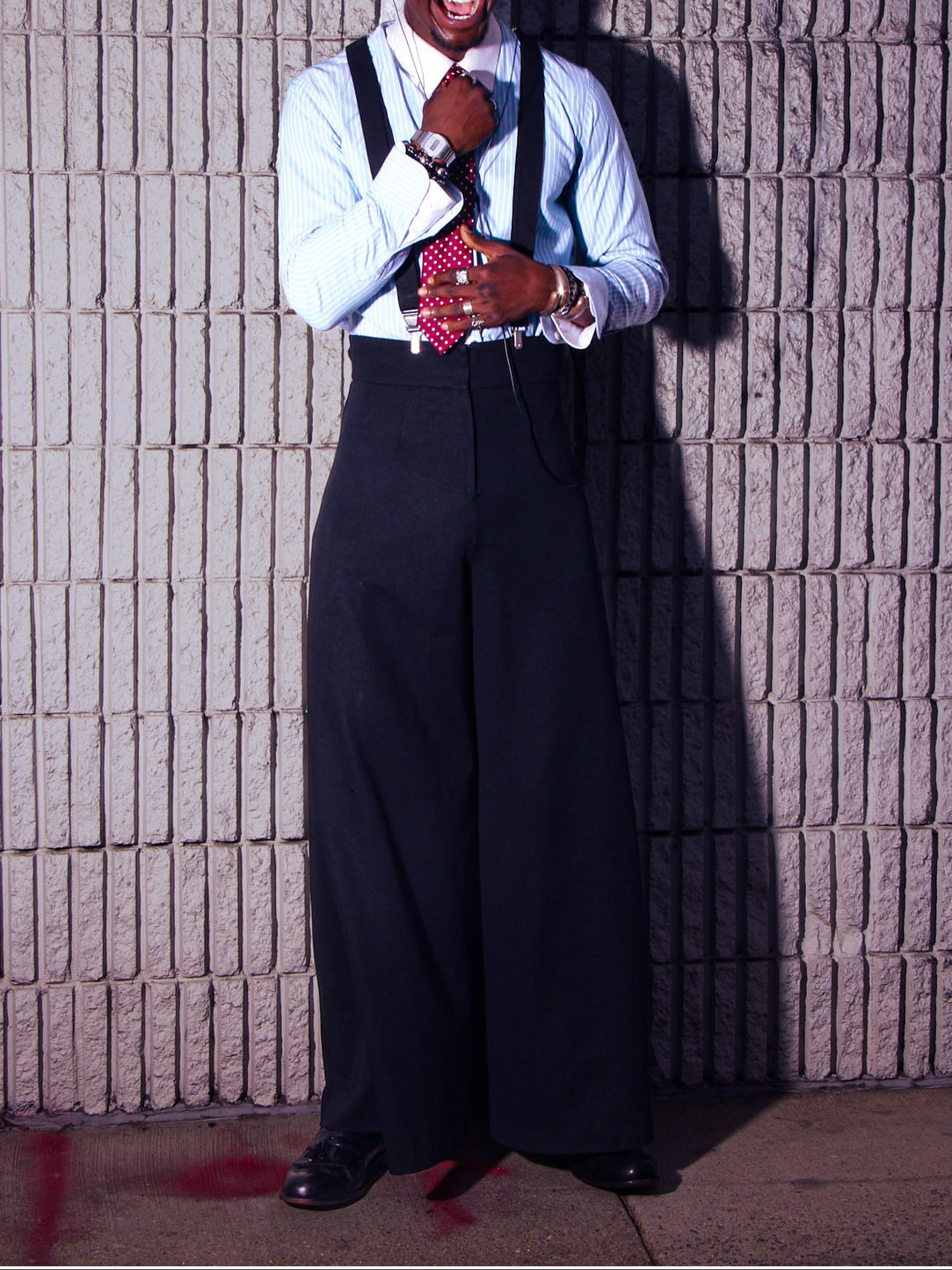 Black Oversized Suspender Wide Leg Pants TRENDFLOW