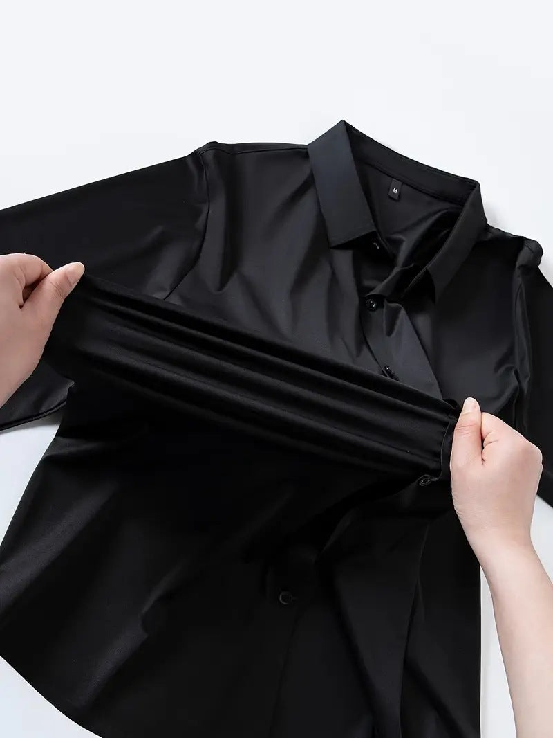 Seamless, Highly Elastic, Long-Sleeve, Wrinkle-Resistant Plus-Size Shirt For Men TRENDFLOW
