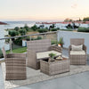 4-Piece Patio Furniture Set - Rattan Outdoor Conversation Bistro Set W-Cushions, Glass Coffee Table, Wicker Chairs & Loveseat For Garden Backyard Porch, Balcony Furniture Set