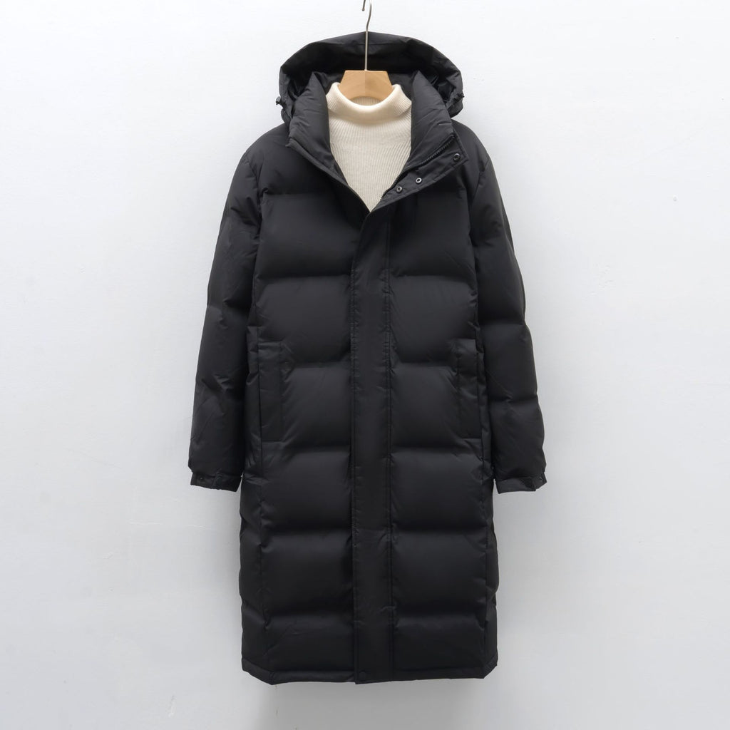 Solid Color Hat Man Mid-length Thickened Coat