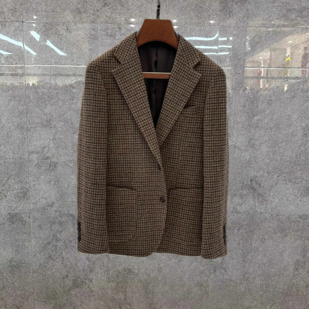 Men's Versatile Classic Plaid Wool Suit Jacket For Commuting