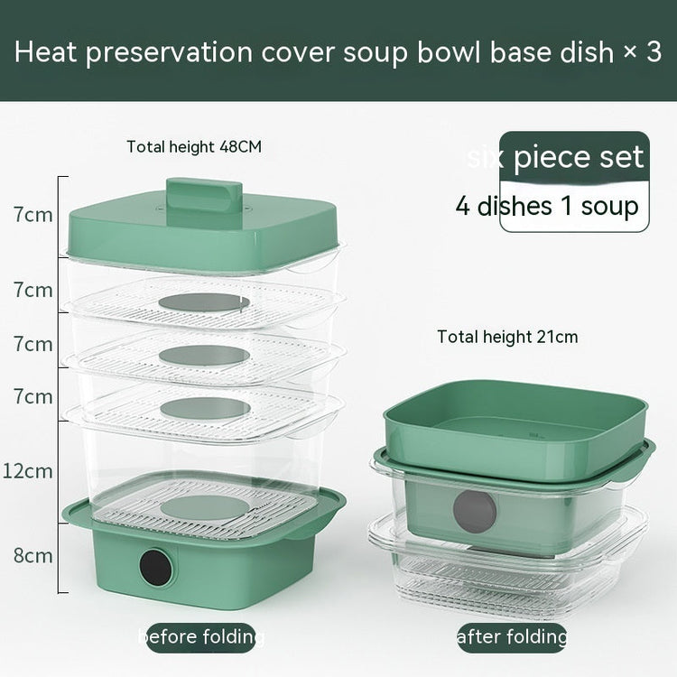 Multi-layer Dish Cover Heat Preservation Kitchen Cover Dining Table Leftover Storage Box Transparent Stack Cooking Hood Steamer TRENDFLOW
