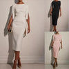 2025 Women's New European And American Spring And Summer Solid Color Commuter Nail Bead Slimming Elegant Dress