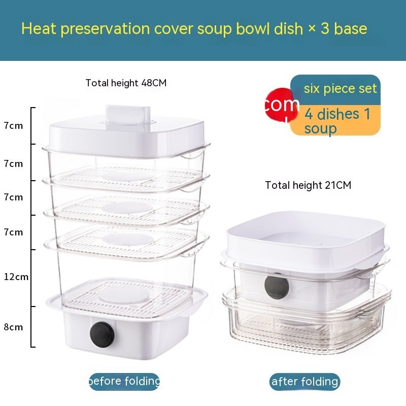 Multi-layer Dish Cover Heat Preservation Kitchen Cover Dining Table Leftover Storage Box Transparent Stack Cooking Hood Steamer TRENDFLOW
