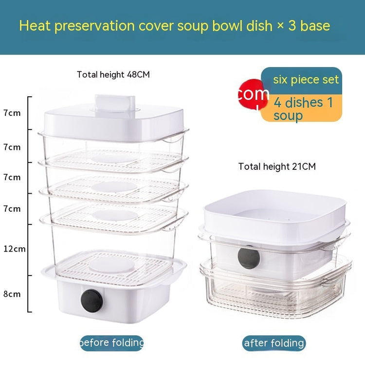 Multi-layer Dish Cover Heat Preservation Kitchen Cover Dining Table Leftover Storage Box Transparent Stack Cooking Hood Steamer TRENDFLOW