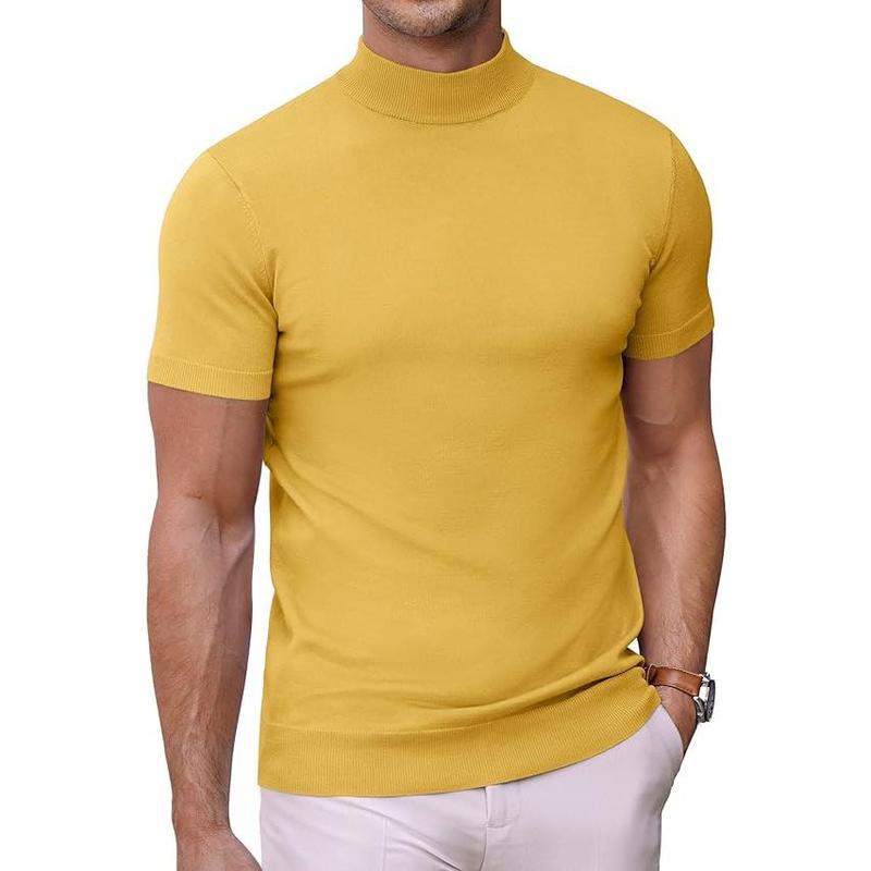 Men's Solid-color Turtleneck Short-sleeve Sweater