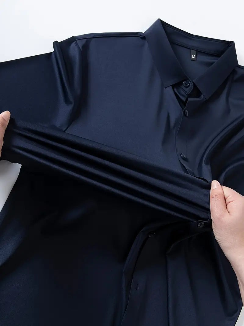 Seamless, Highly Elastic, Long-Sleeve, Wrinkle-Resistant Plus-Size Shirt For Men TRENDFLOW