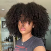 Afro Kinky Curly Human Hair Glueless Wigs With Bangs 4B 4C