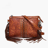 Bohemian-style Tassel Crossbody PU Leather Printed Women&