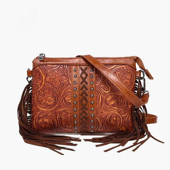 Bohemian-style Tassel Crossbody PU Leather Printed Women&