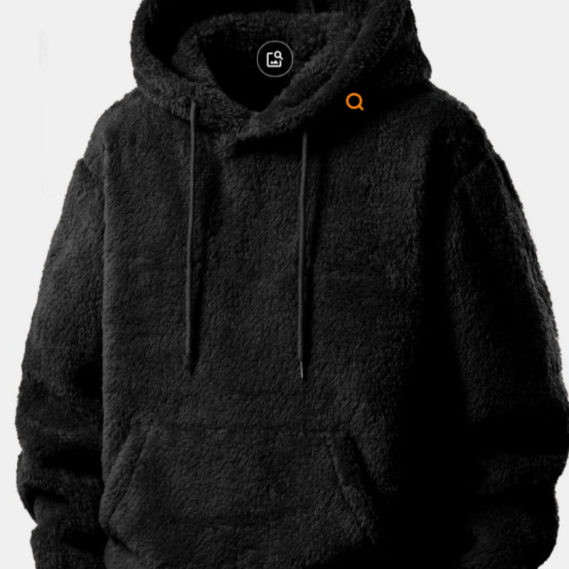 Solid-color Vintage Hooded Sweatshirt Winter Loungewear Arctic Fleece Top