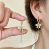 Korean-style Elegant Fashion Zircon Bow Earrings With Unique Design, Oil-drip Tassel Earrings, Light Luxury And High-end Feel