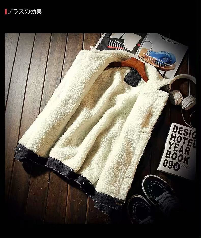 Giacca invernale da uomo in denim e cotone 