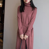 Mid-length Turtleneck Knitted Sweater Dress
