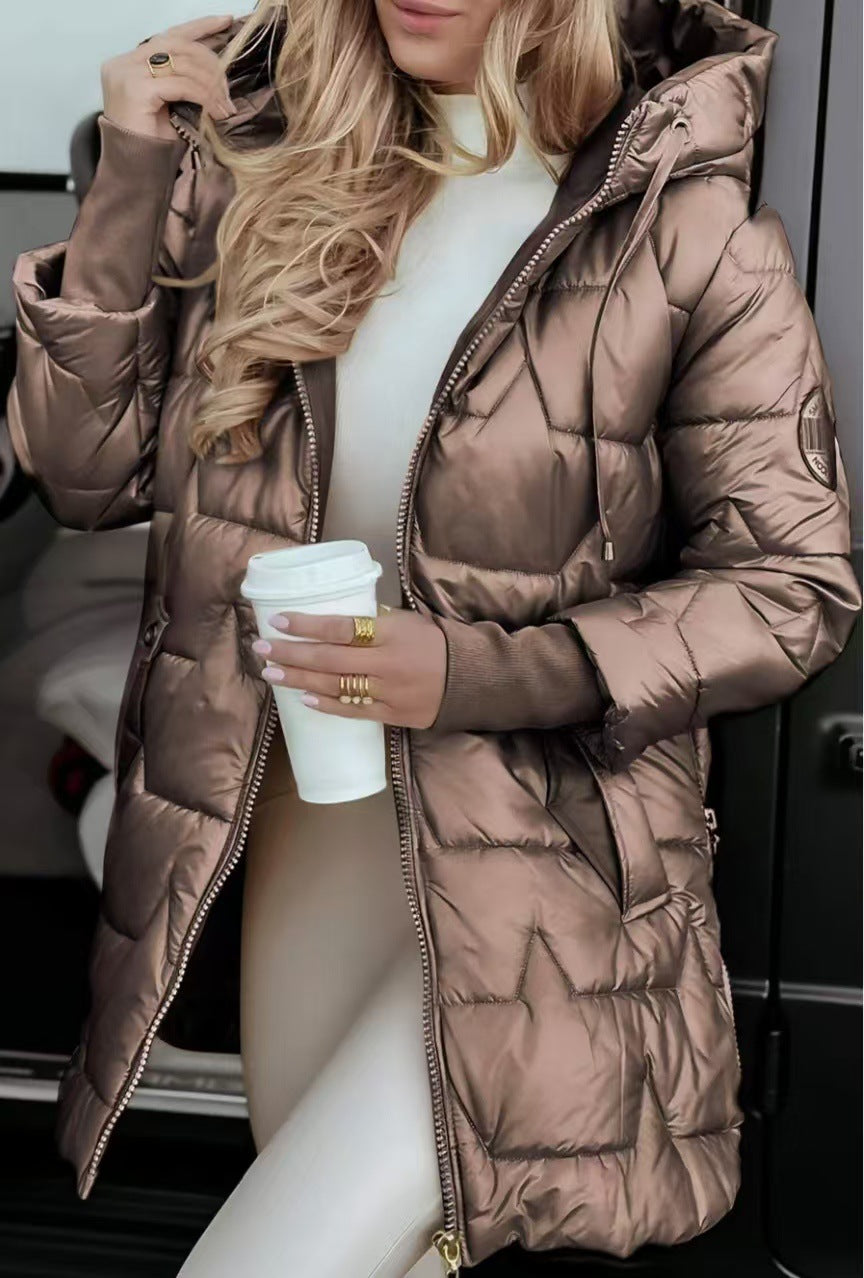 Elegant Winter Hooded Down Jacket Cardigan Coat TRENDFLOW