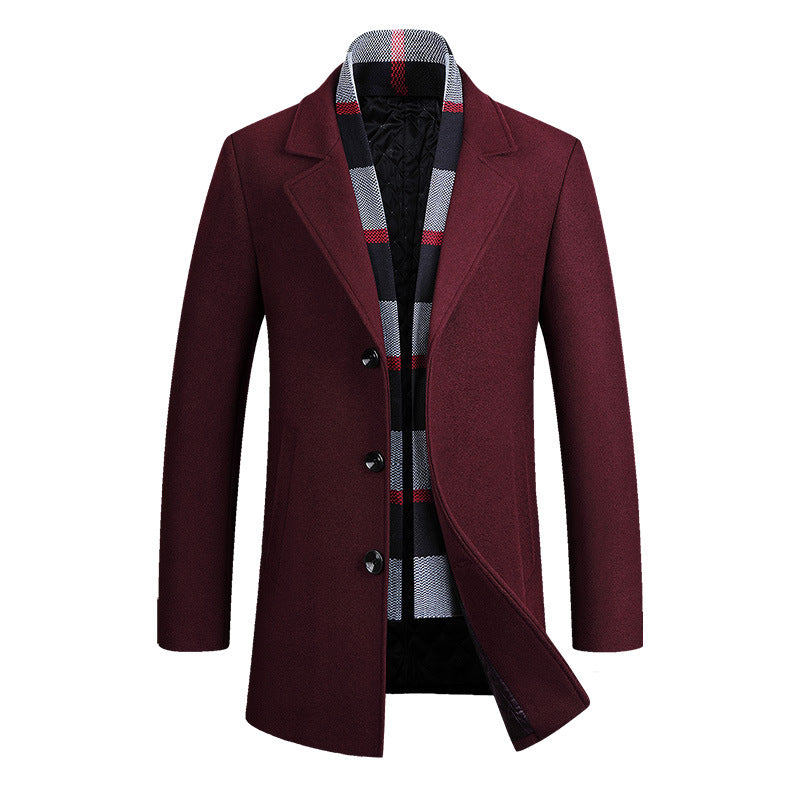 Men's Lapel Casual Suit Jacket With Wool Scarf