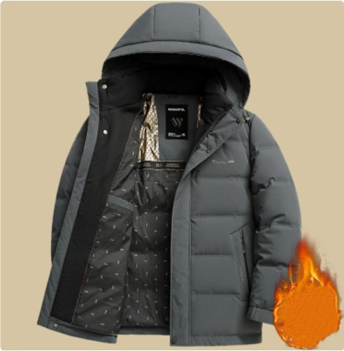 Middle-aged And Elderly Men's Winter Short Hooded Thick Warm Coat
