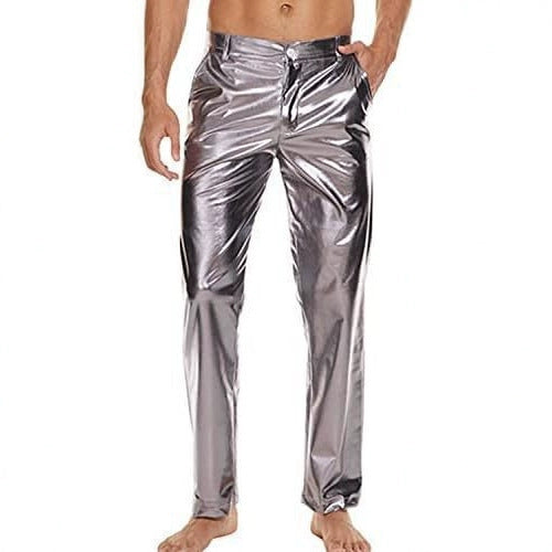 Shiny Disco Pants Wet Party Dance Straight Pants