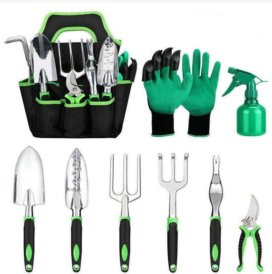 Garden Supplies 9-piece Aluminum Alloy Set, Silicone Two-color Handle Shovel Gardening Tools TRENDFLOW
