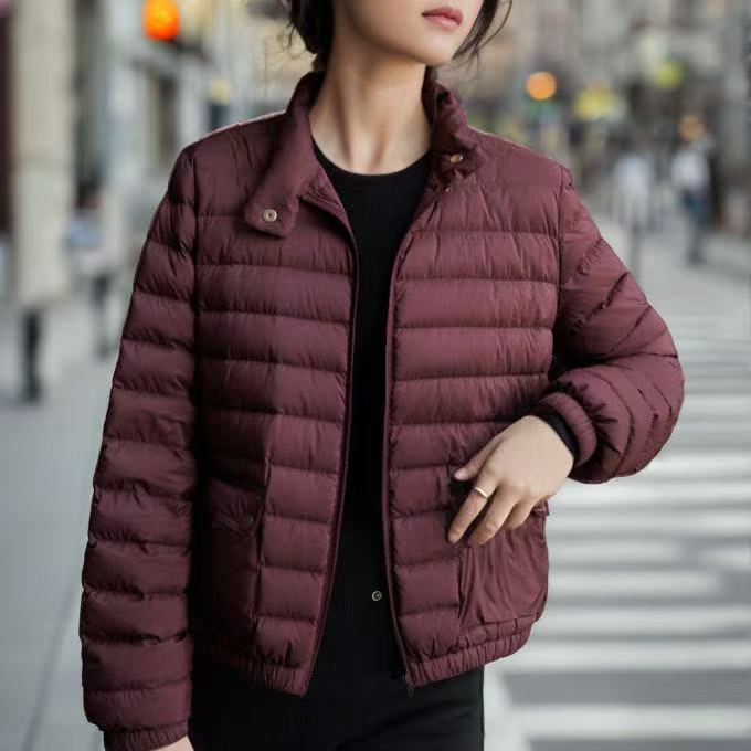Autumn And Winter New Stand-up Collar Petite Fashion White Duck Down Short Lightweight Women's Down Jacket