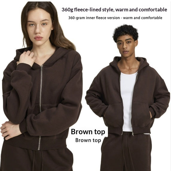 Solid Color Loose Fit Casual Hooded Men&