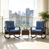Brown Three-Piece Wicker Garden Furniture Set -Outdoor PE Wicker Rocking Chair With Coffee Table And Plush Cushion