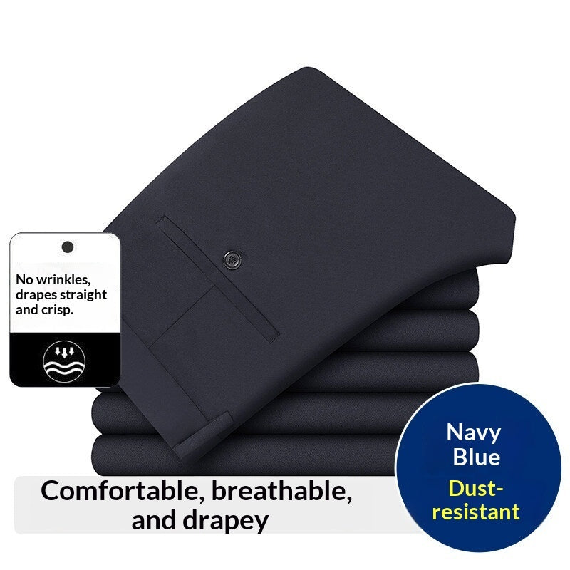 Men's Stretch Casual Pants, Loose-Fit Wrinkle-Resistant, Iron-Free Dress Pants