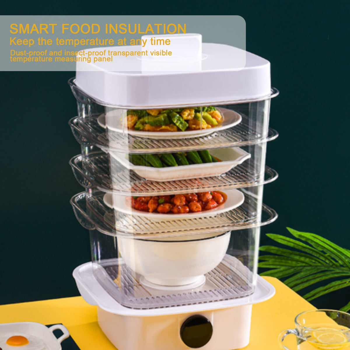 Multi-layer Dish Cover Heat Preservation Kitchen Cover Dining Table Leftover Storage Box Transparent Stack Cooking Hood Steamer TRENDFLOW