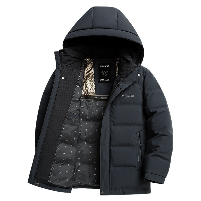 Middle-aged And Elderly Men's Winter Short Hooded Thick Warm Coat