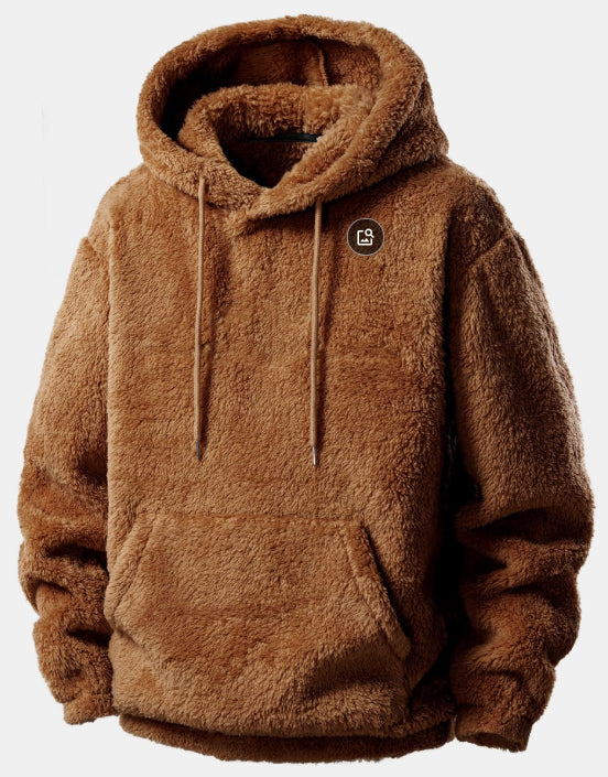 Solid-color Vintage Hooded Sweatshirt Winter Loungewear Arctic Fleece Top