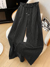 Amazon European And American Autumn And Winter New Drawstring High-Waisted Elastic Waist Straight Wide-Leg Pants For Women, Comfortable Slimming Casual Long Pants