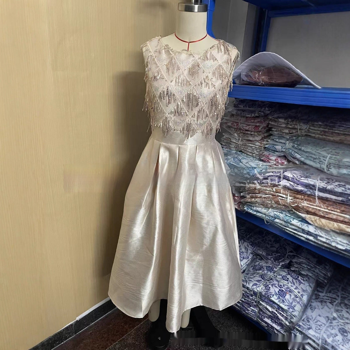 European And American-style Satin Sequin Long Evening Gown TRENDFLOW