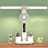 Foldable LED Table Light Eye Protection Multifunction Desk Lamp With Thermometer Calendar Fan Pen Holder Study Reading Fan Light TRENDFLOW