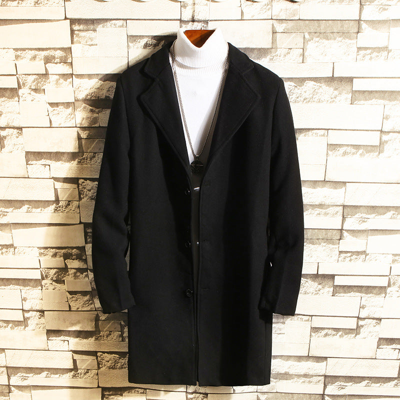 Wool Coat, Mid-length Men's Outerwear