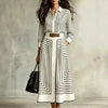 Fashionable Striped Shirt Casual Round-neck Dress