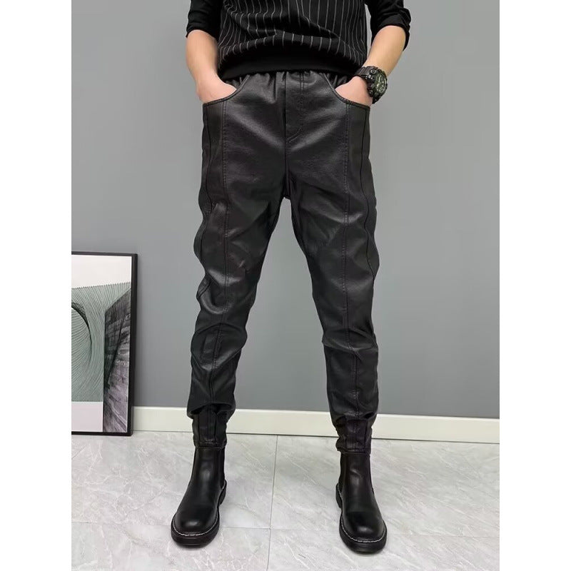 Black Motorcycle Takeaway Rider Windproof Warm Casual Pants With Cuffs