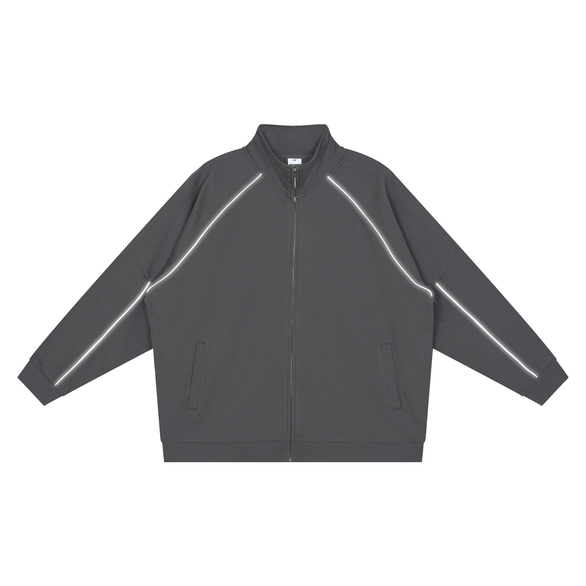 Men's Loose-Fit Cardigan With Reflective Stripes Sports Suit