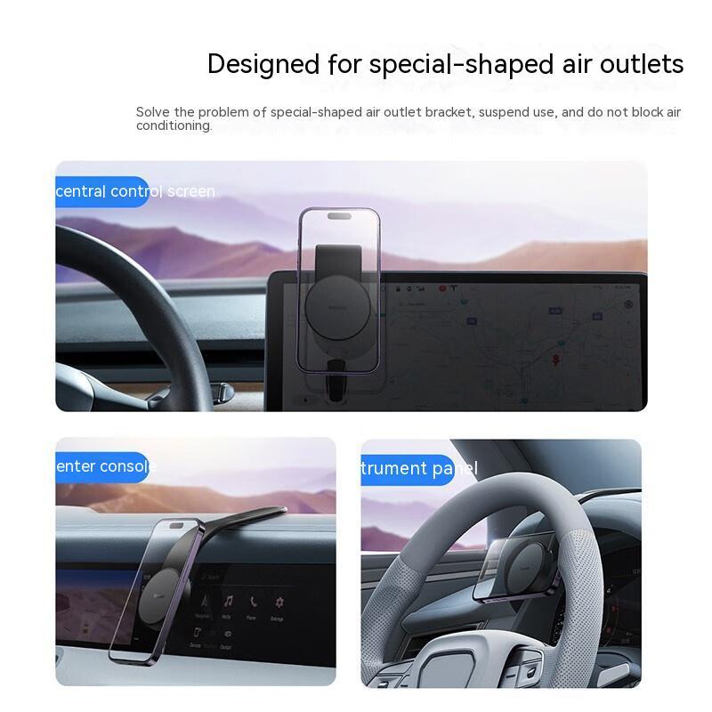 Supporto magnetico pieghevole per telefono cellulare da auto, caricabatterie wireless, supporto per telefono da 15 W, supporto per cruscotto auto compatibile con il telefono