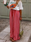 Cross-Border Tk Amazon Spring And Summer New European And American Style Women's Loose Casual Color-Block Striped Print Straight-Leg Pants