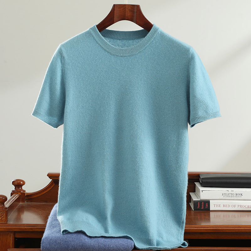 Men's Round Neck Simple Fashion Business Versatile Short Sleeve Sweater