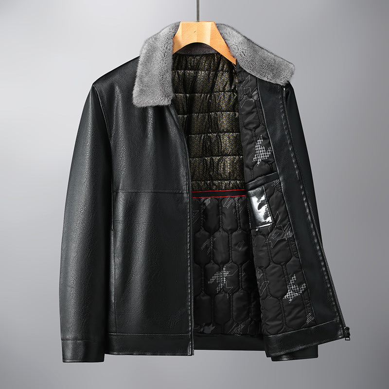 Men's Casual Windproof Hooded Fleece-lined Jacket