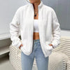 Solid-color Double-sided Plush Zip-up Cardigan For Women