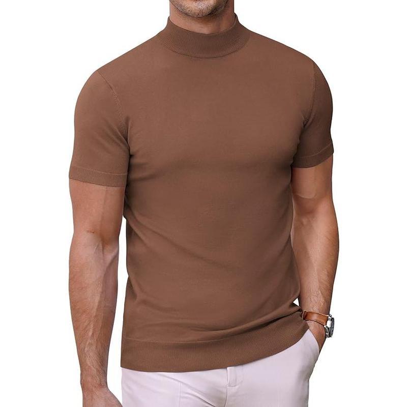 Men's Solid-color Turtleneck Short-sleeve Sweater