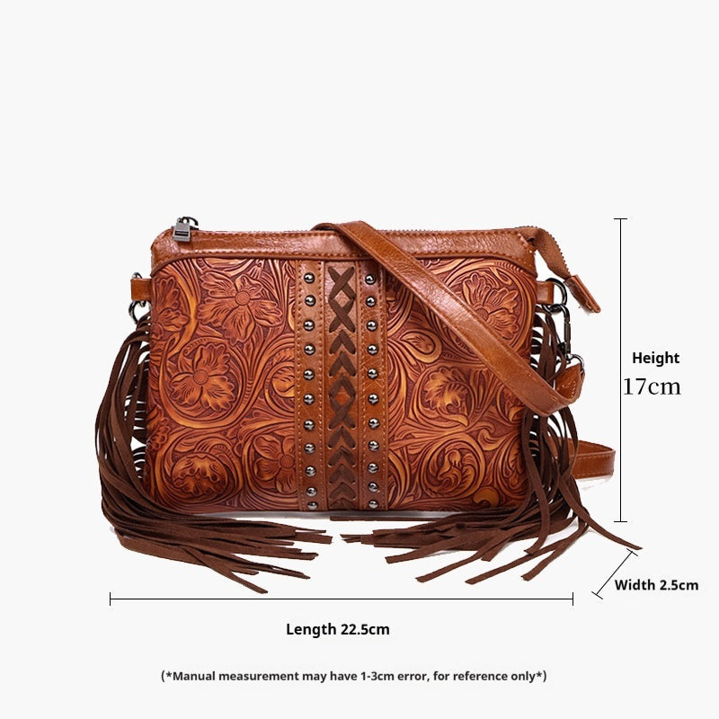 Bohemian-style Tassel Crossbody PU Leather Printed Women&