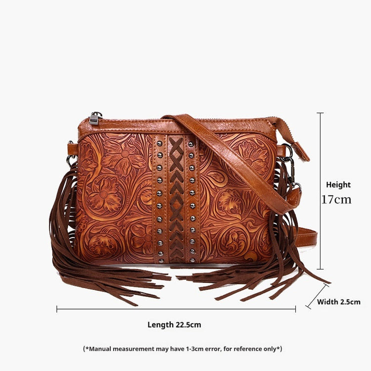 Bohemian-style Tassel Crossbody PU Leather Printed Women&