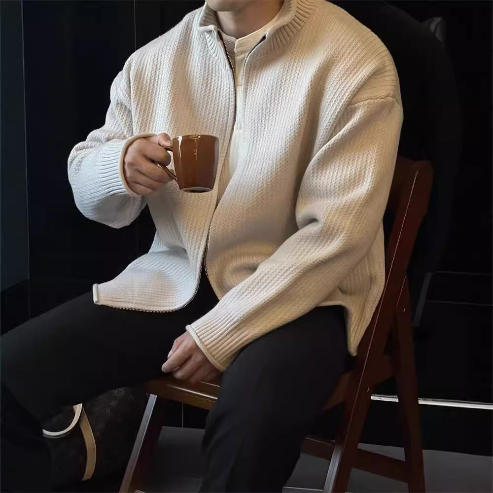 Men's Stand-Up Collar Knitted Cardigan Jacket Vintage Sweater