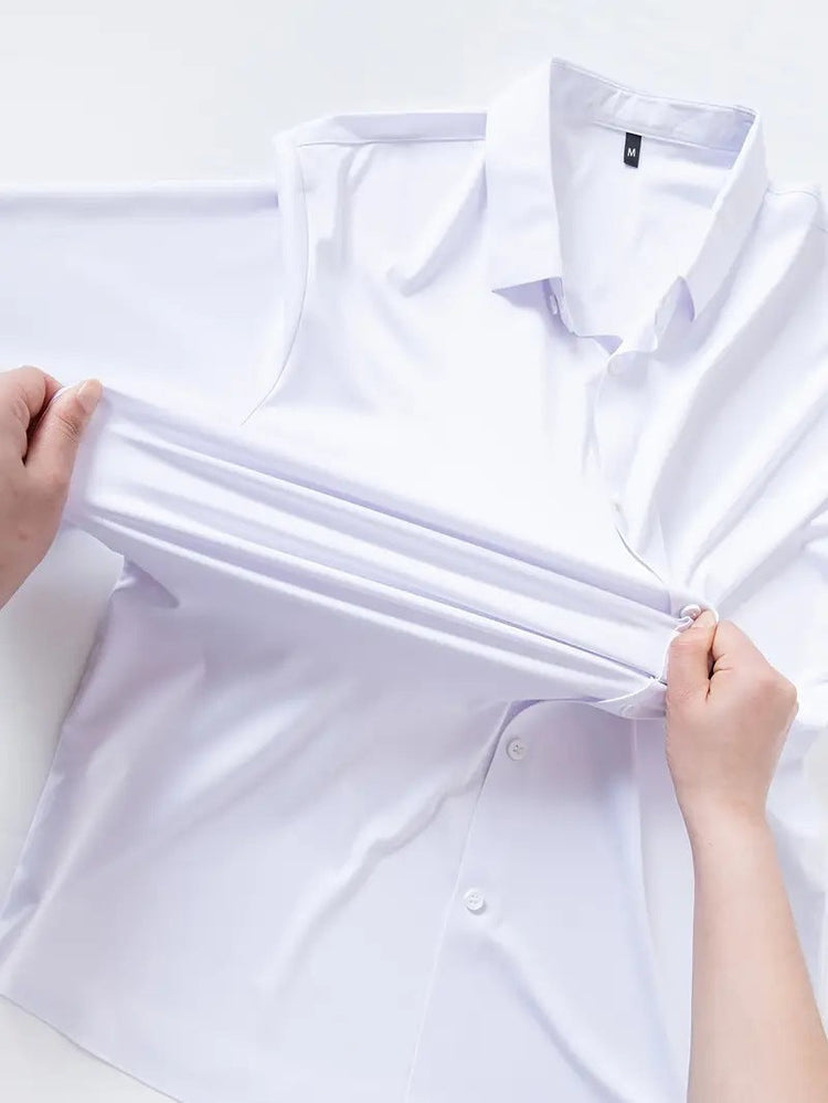 Seamless, Highly Elastic, Long-Sleeve, Wrinkle-Resistant Plus-Size Shirt For Men TRENDFLOW
